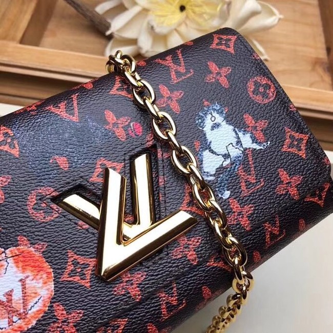 Louis Vuitton Monogram Canvas Twist Chain Wallet M63888 orange