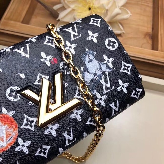 Louis Vuitton Monogram Canvas Twist Chain Wallet M63888 black