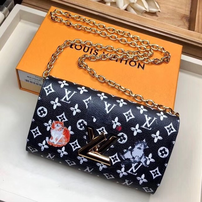 Louis Vuitton Monogram Canvas Twist Chain Wallet M63888 black