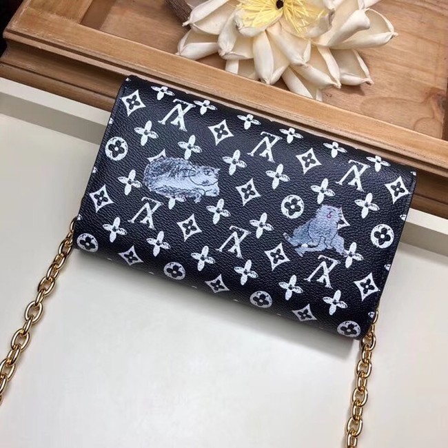 Louis Vuitton Monogram Canvas Twist Chain Wallet M63888 black