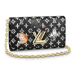 Louis Vuitton Monogram Canvas Twist Chain Wallet M63888 black