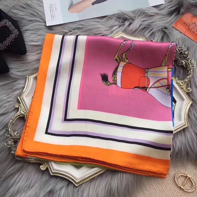 Hermes Scarf in silk twill with hand rolled edges H0032 orange&pink