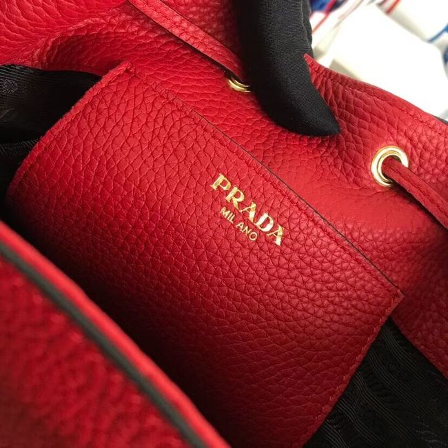 Prada Leather bucket bag 1BE018 red