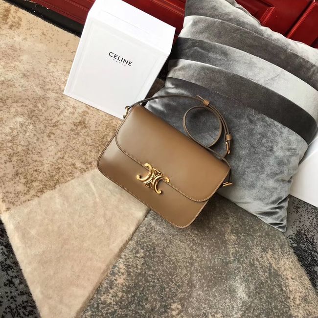 CELINE MEDIUM TRIOMPHE BAG IN SHINY CALFSKIN CL87363 Camel