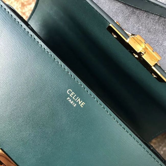 CELINE MEDIUM TRIOMPHE BAG IN SHINY CALFSKIN CL87363 GREEN