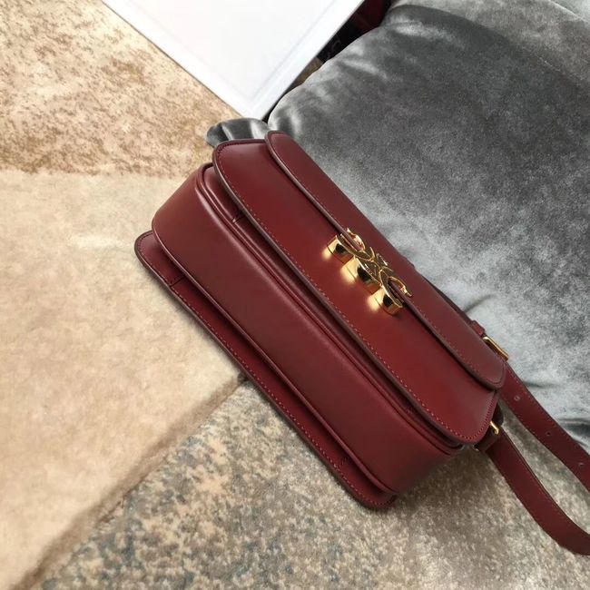 CELINE MEDIUM TRIOMPHE BAG IN SHINY CALFSKIN CL87363 LIGHT BURGUNDY