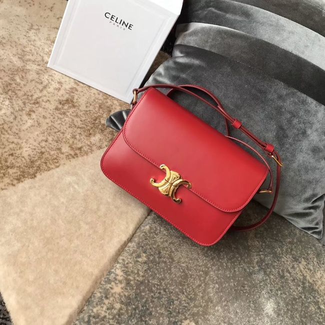 CELINE MEDIUM TRIOMPHE BAG IN SHINY CALFSKIN CL87363 RED