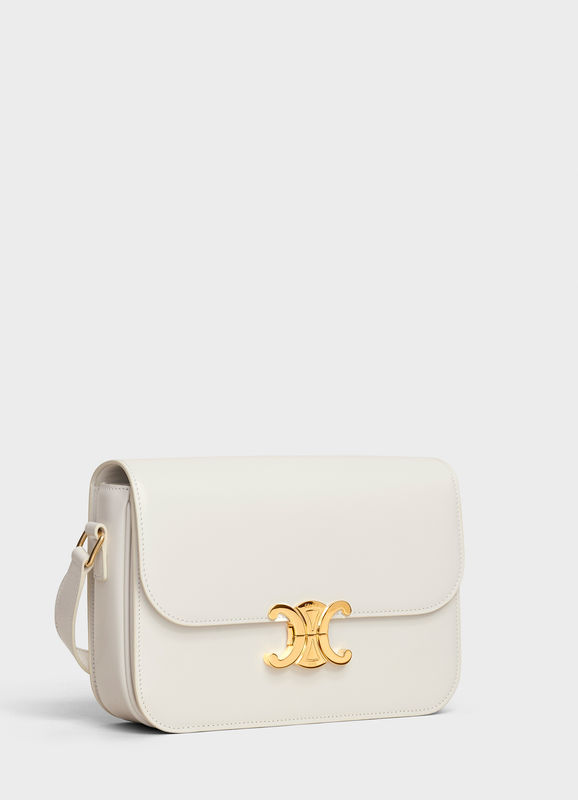 CELINE MEDIUM TRIOMPHE BAG IN SHINY CALFSKIN CL87363 WHITE