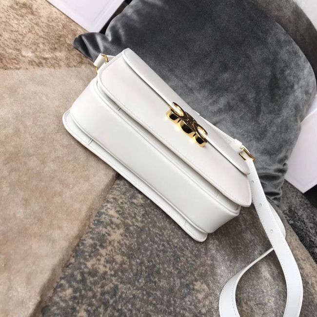 CELINE MEDIUM TRIOMPHE BAG IN SHINY CALFSKIN CL87363 WHITE