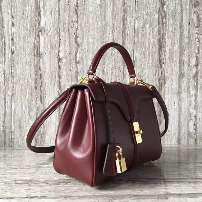 CELINE SMALL 16 BAG IN SATINATED CALFSKIN 188003 Burgundy