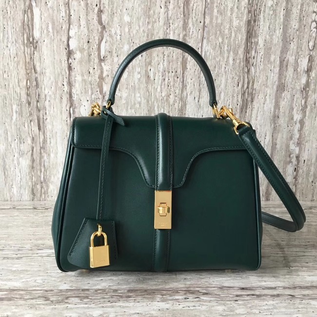 CELINE SMALL 16 BAG IN SATINATED CALFSKIN 188003 GREEN