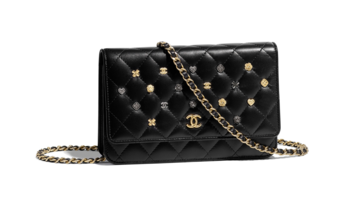 Chanel wallet on chain Lambskin & Gold-Tone Metal A81618 black