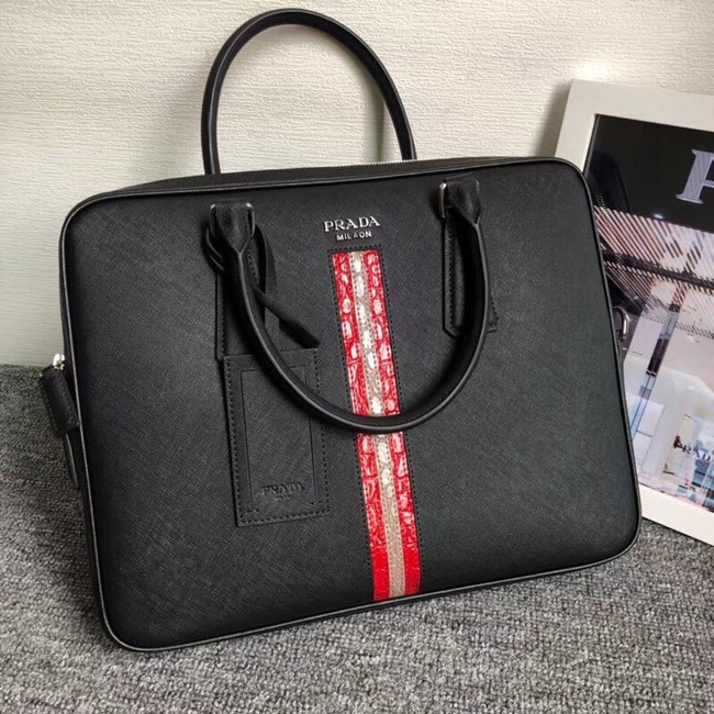 Prada Saffiano leather work bag 2VE368-3 black