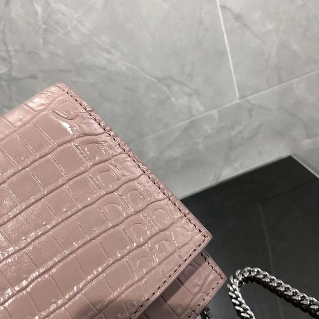 SAINT LAURENT Kate crocodile-embossed leather cross-body bag 452159 Pink