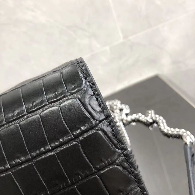 SAINT LAURENT Kate crocodile-embossed leather cross-body bag 452159 black