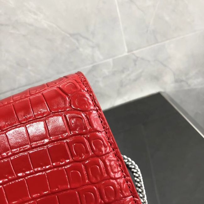 SAINT LAURENT Kate crocodile-embossed leather cross-body bag 452159 red