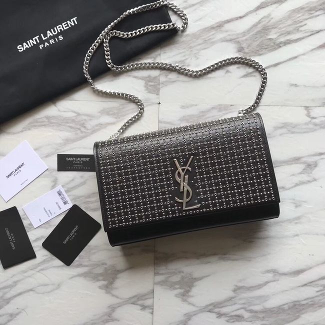 SAINT LAURENT Kate Monogram leather shoulder bag Y550245 black