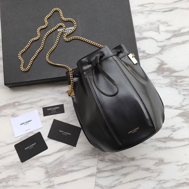 SAINT LAURENT Teddy leather bucket bag Y550168 black