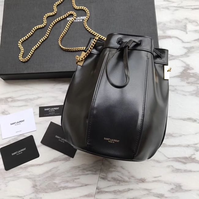 SAINT LAURENT Teddy leather bucket bag Y550168 black