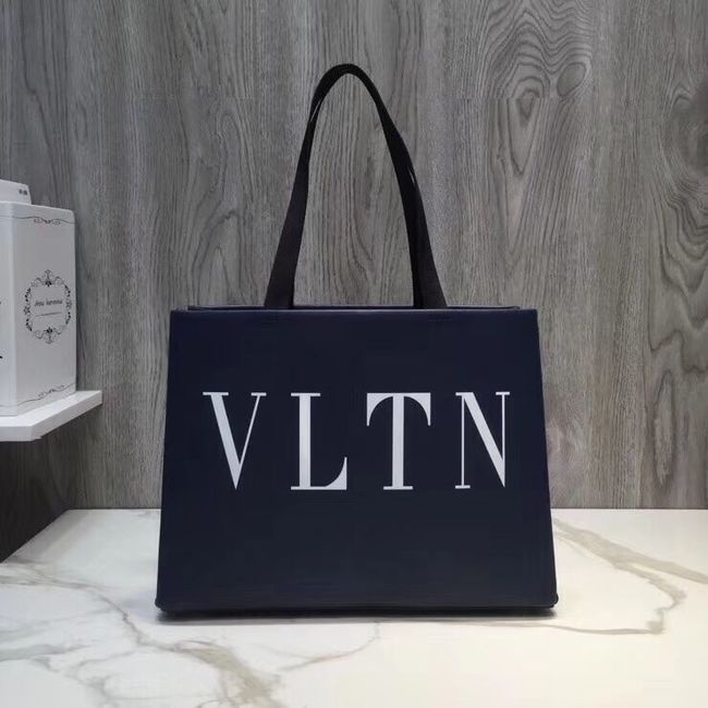 VALENTINO Rockstud grained leather shopper bag V2052 dark blue