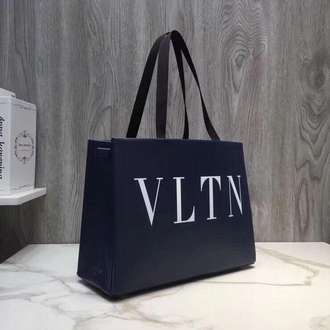 VALENTINO Rockstud grained leather shopper bag V2052 dark blue