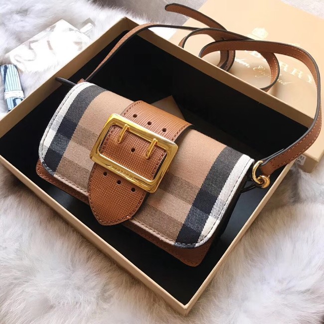 BURBERRY Hampshire vintage check leather cross-body bag 24581 brown