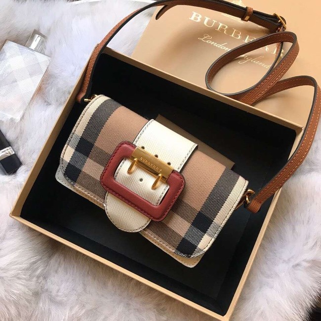 BURBERRY Hampshire vintage check leather cross-body bag 24581 white