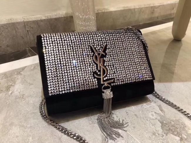 SAINT LAURENT leather shoulder bag Y552024 black&white