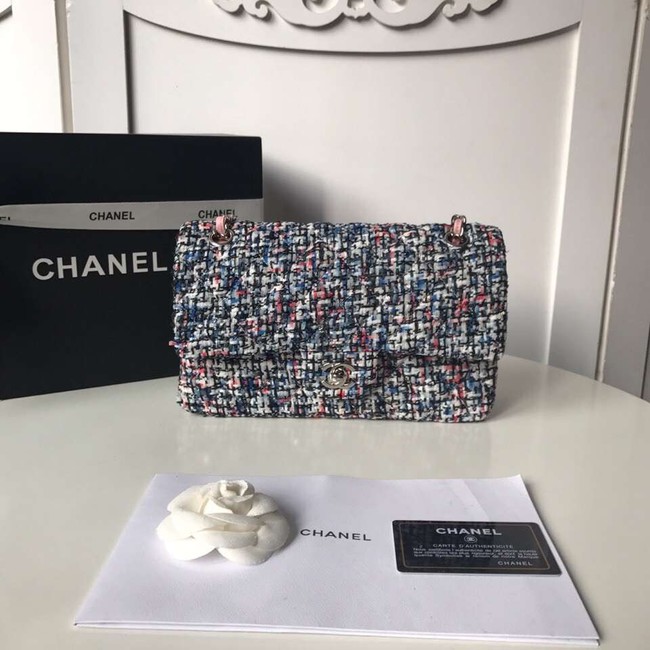 Chanel classic handbag Tweed Braid & Silver-Tone Metal A01112-1