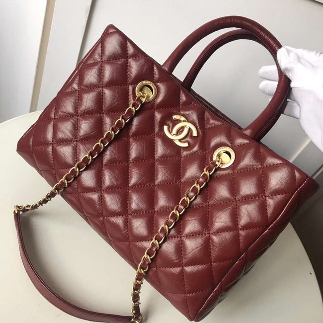 Chanel large shopping bag Aged Calfskin & Gold-Tone Metal A57974 Burgundy