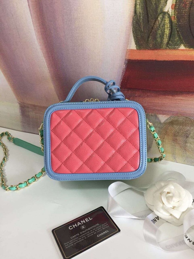 Chanel small vanity case Grained Calfskin & gold-Tone Metal A93342 Pink&Green&blue