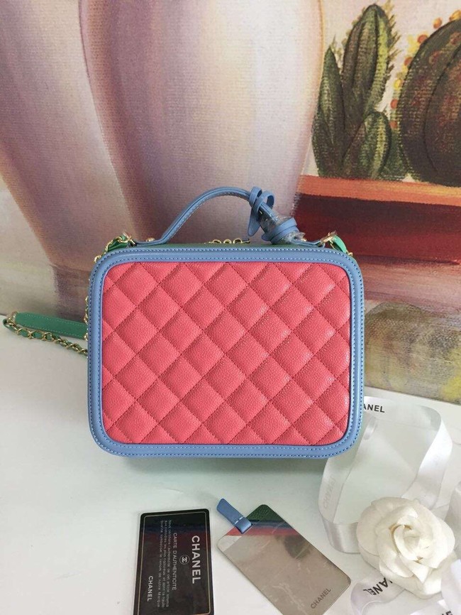 Chanel vanity case Grained Calfskin & gold-Tone Metal A93343 Pink&Green&blue