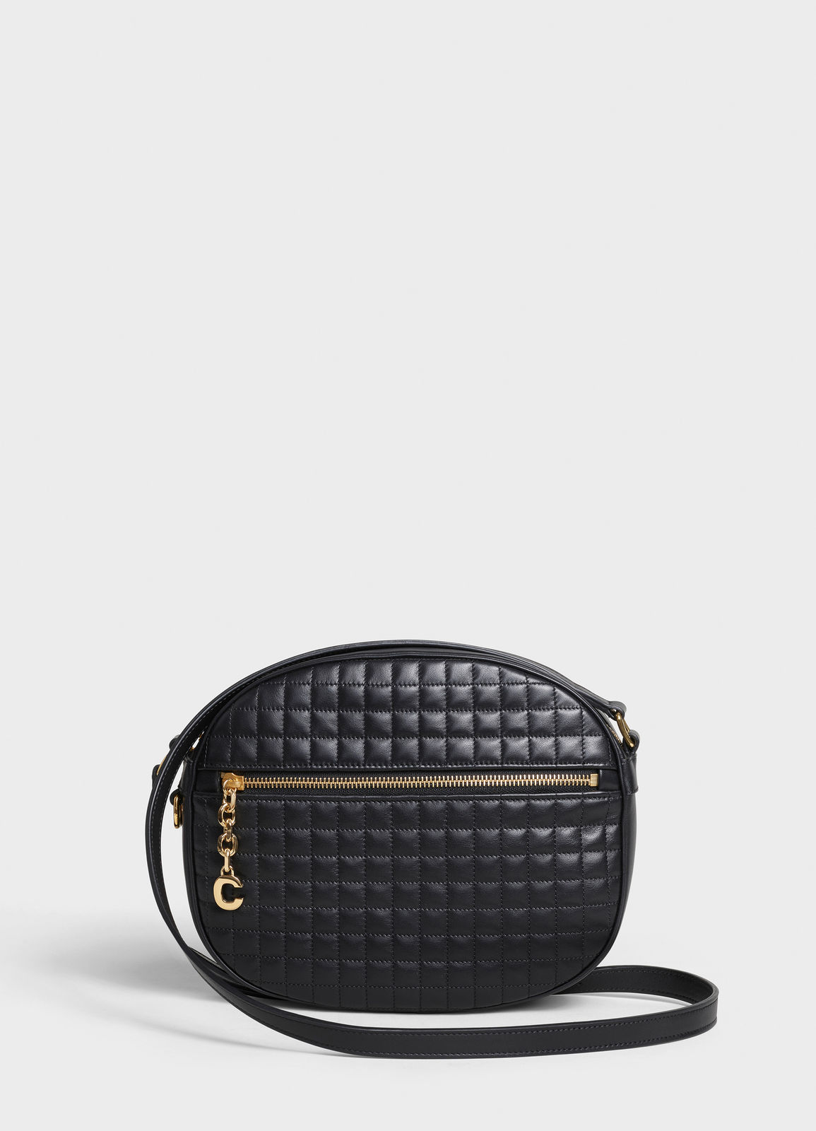 CELINE CROSS BODY MEDIUM C CHARM BAG IN QUILTED CALFSKIN 188353 BLACK