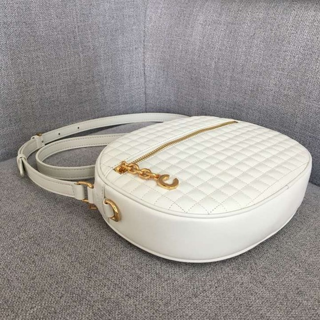 CELINE CROSS BODY MEDIUM C CHARM BAG IN QUILTED CALFSKIN 188353 white