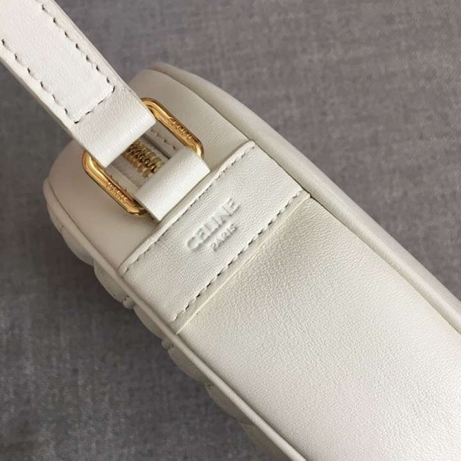 CELINE CROSS BODY MEDIUM C CHARM BAG IN QUILTED CALFSKIN 188353 white