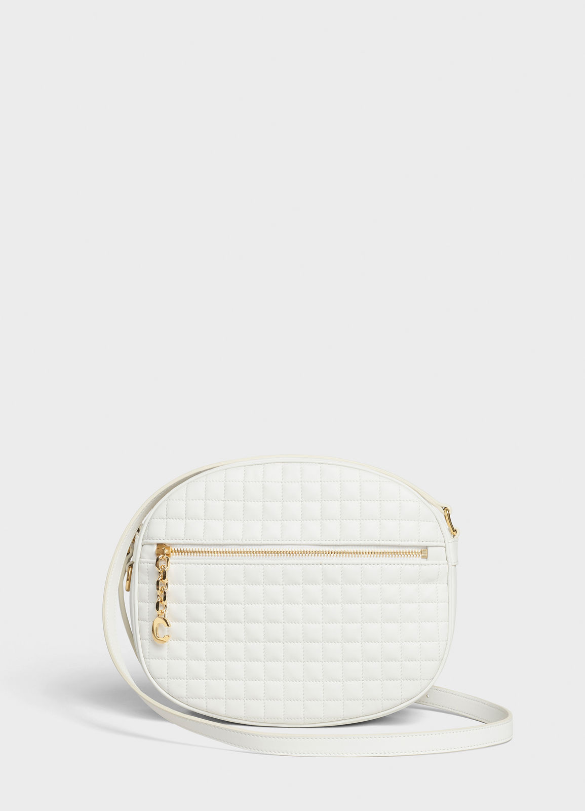 CELINE CROSS BODY MEDIUM C CHARM BAG IN QUILTED CALFSKIN 188353 white