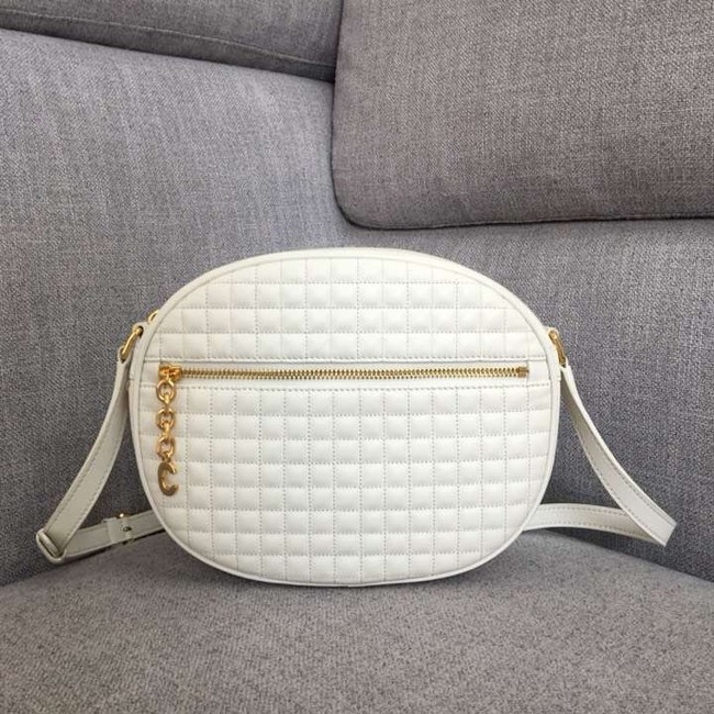 CELINE CROSS BODY MEDIUM C CHARM BAG IN QUILTED CALFSKIN 188353 white