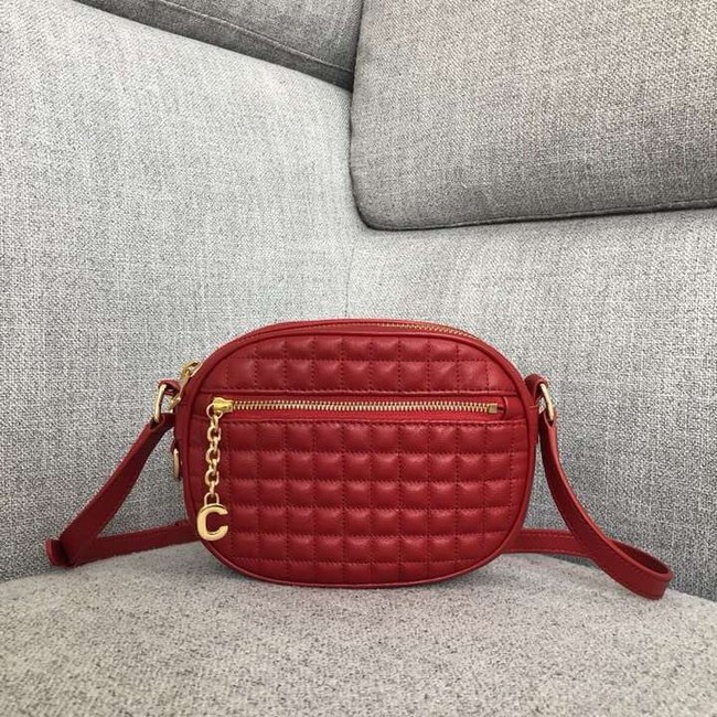 CELINE CROSS BODY SMALL C CHARM BAG IN QUILTED CALFSKIN 188363 RED