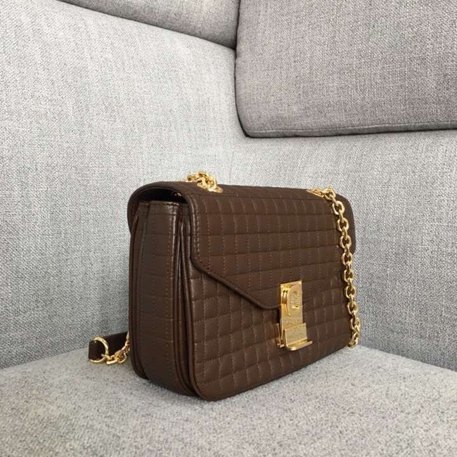 CELINE MEDIUM C BAG IN BICOLOUR QUILTED CALFSKIN CL87253 Khaki