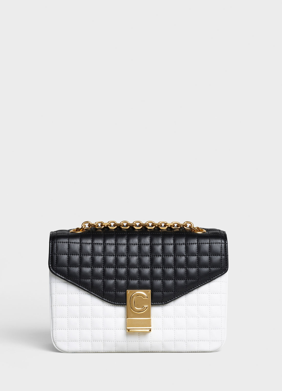 CELINE MEDIUM C BAG IN BICOLOUR QUILTED CALFSKIN CL87253 white&black