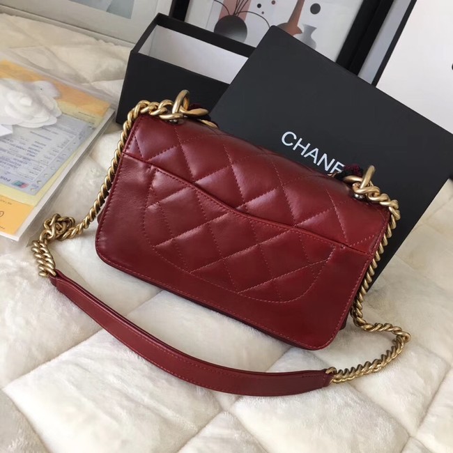 Chanel flap bag Crumpled Calfskin Cotton & Gold-Tone Metal A91865 red