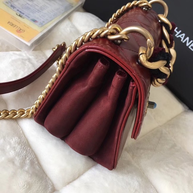 Chanel flap bag Crumpled Calfskin Cotton & Gold-Tone Metal A91865 red