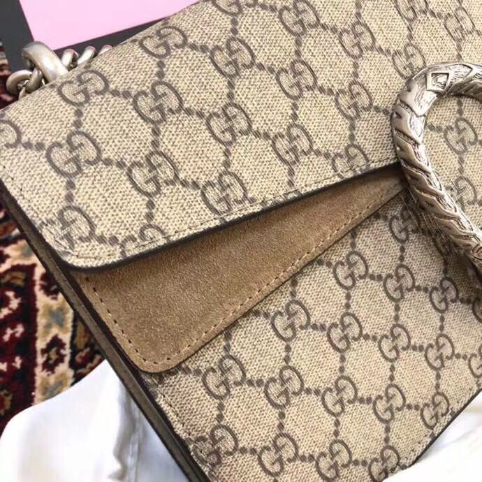 Gucci Medium Dionysus GG Canvas Shoulder Bag 400249 Taupe