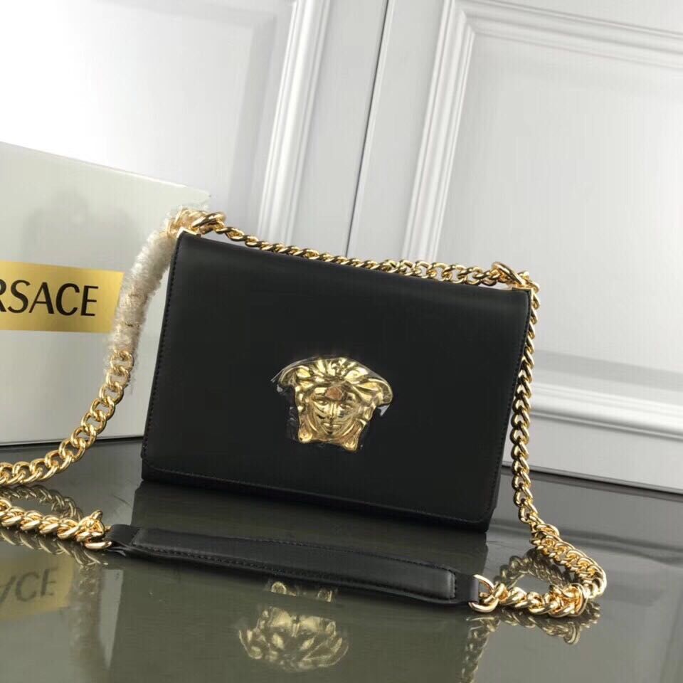 Versace Calfskin Leather Shoulder Bag VS170 Black