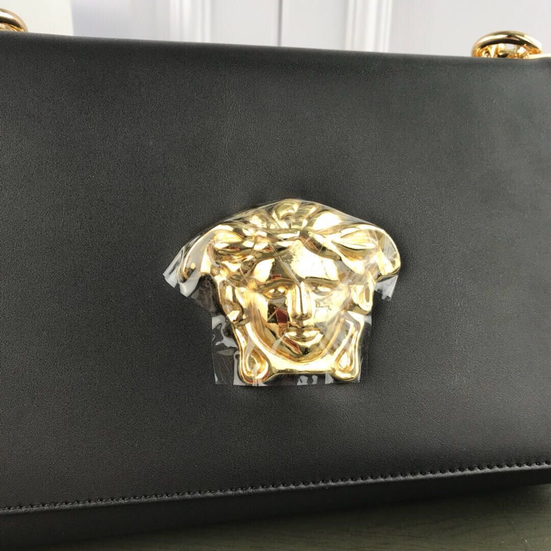 Versace Calfskin Leather Shoulder Bag VS170 Black