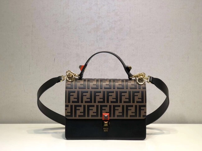 FENDI KAN I Black leather bag 8BT283A