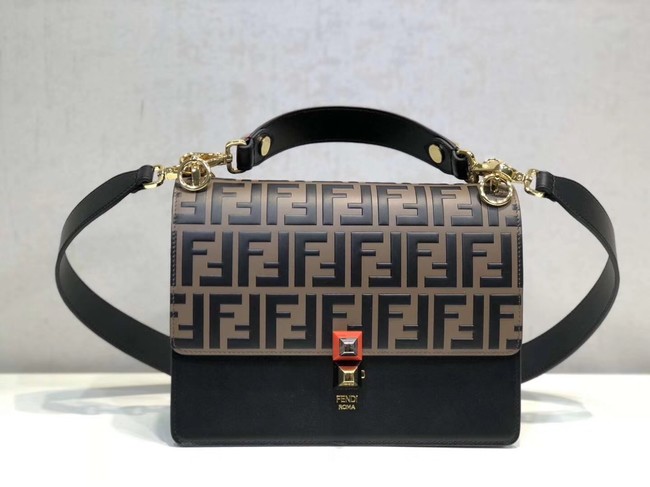 FENDI KAN I Black leather bag 8BT283A