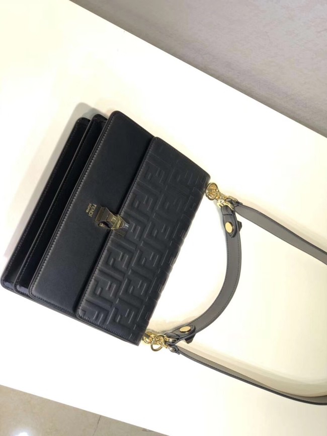 FENDI Kan I Leather Shoulder Bag 8BT283A black