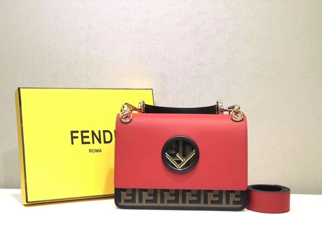 FENDI Kan I Leather Shoulder Bag 8BT284 red