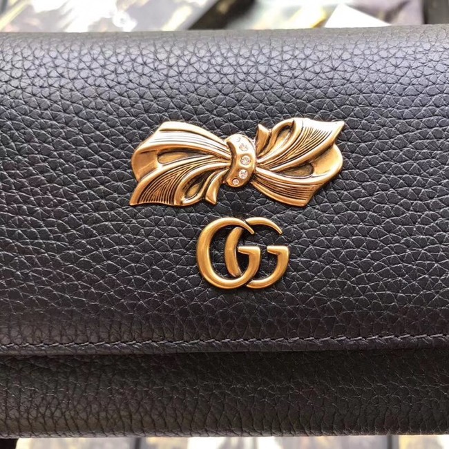 Gucci Leather zip around wallet with bow 524290 black